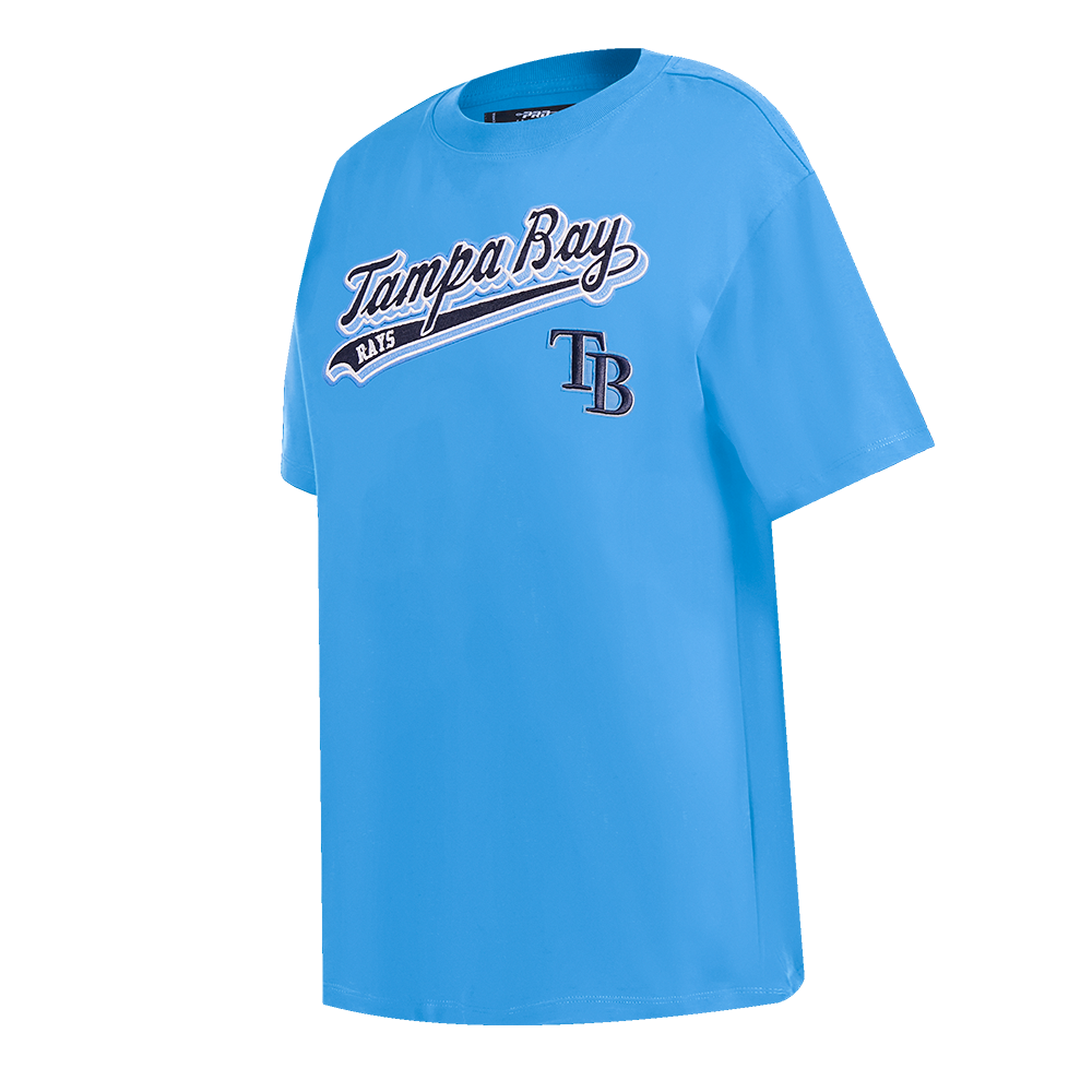MLB TAMPA BAY RAYS SCRIPT TAIL WOMEN'S BOYFRIEND TOP (UNIVERSITY BLUE)