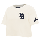 MLB TAMPA BAY RAYS TRIPLE TONAL SINGLE JERSEY BOXY WOMEN'S TEE (EGGSHELL)