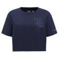 MLB TAMPA BAY RAYS TRIPLE TONAL T-SHIRT EN JERSEY SIMPLE À COUPE CARRÉE POUR FEMME (MARINE MINUIT)