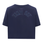 MLB TAMPA BAY RAYS TRIPLE TONAL T-SHIRT EN JERSEY SIMPLE À COUPE CARRÉE POUR FEMME (MARINE MINUIT)