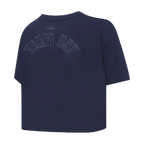 MLB TAMPA BAY RAYS TRIPLE TONAL T-SHIRT EN JERSEY SIMPLE À COUPE CARRÉE POUR FEMME (MARINE MINUIT)