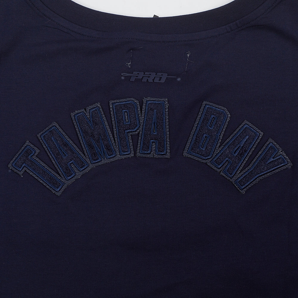 MLB TAMPA BAY RAYS TRIPLE TONAL T-SHIRT EN JERSEY SIMPLE À COUPE CARRÉE POUR FEMME (MARINE MINUIT)