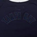 MLB TAMPA BAY RAYS TRIPLE TONAL T-SHIRT EN JERSEY SIMPLE À COUPE CARRÉE POUR FEMME (MARINE MINUIT)
