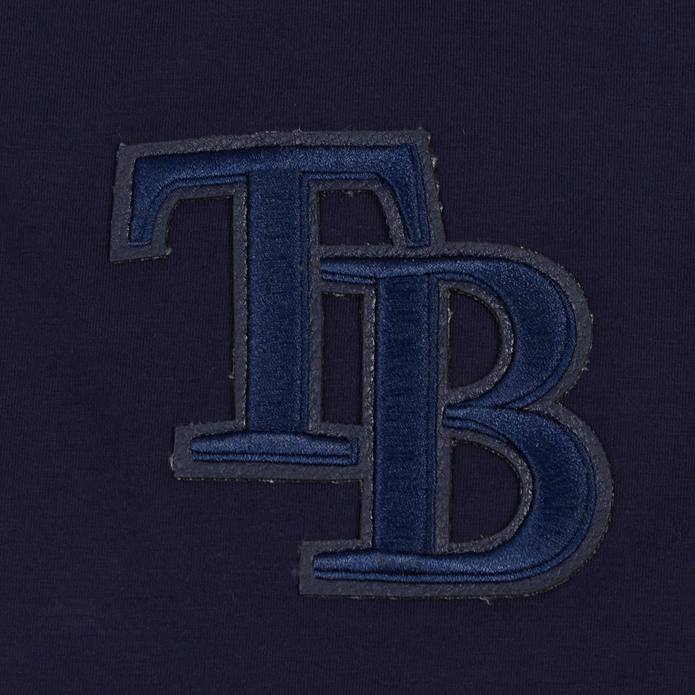 MLB TAMPA BAY RAYS TRIPLE TONAL T-SHIRT EN JERSEY SIMPLE À COUPE CARRÉE POUR FEMME (MARINE MINUIT)