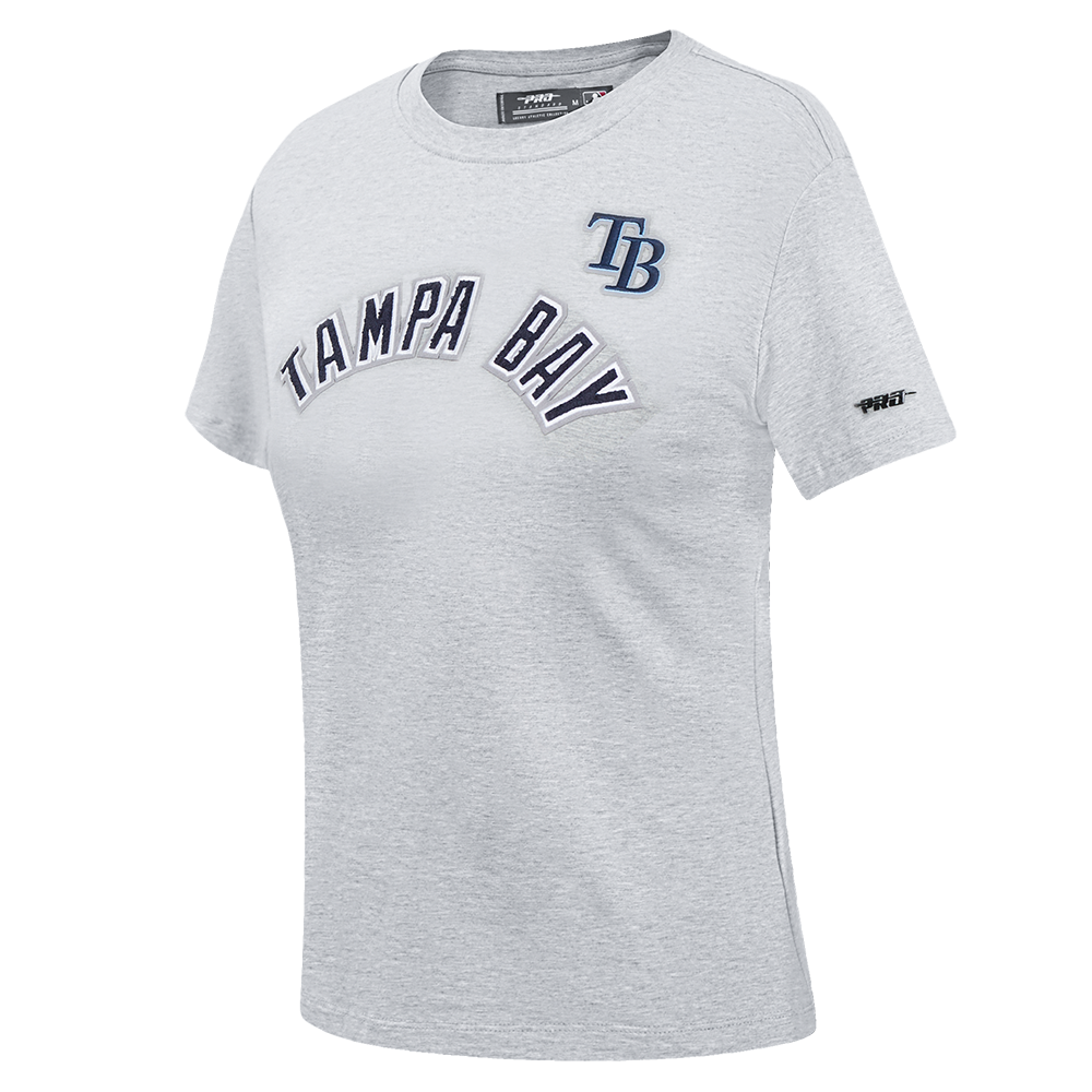 MLB TAMPA BAY RAYS CLASSIC SHORT SLEEVE WOMEN'S SINGLE JERSEY SLIM FIT TOP (HEATHER GREY)
