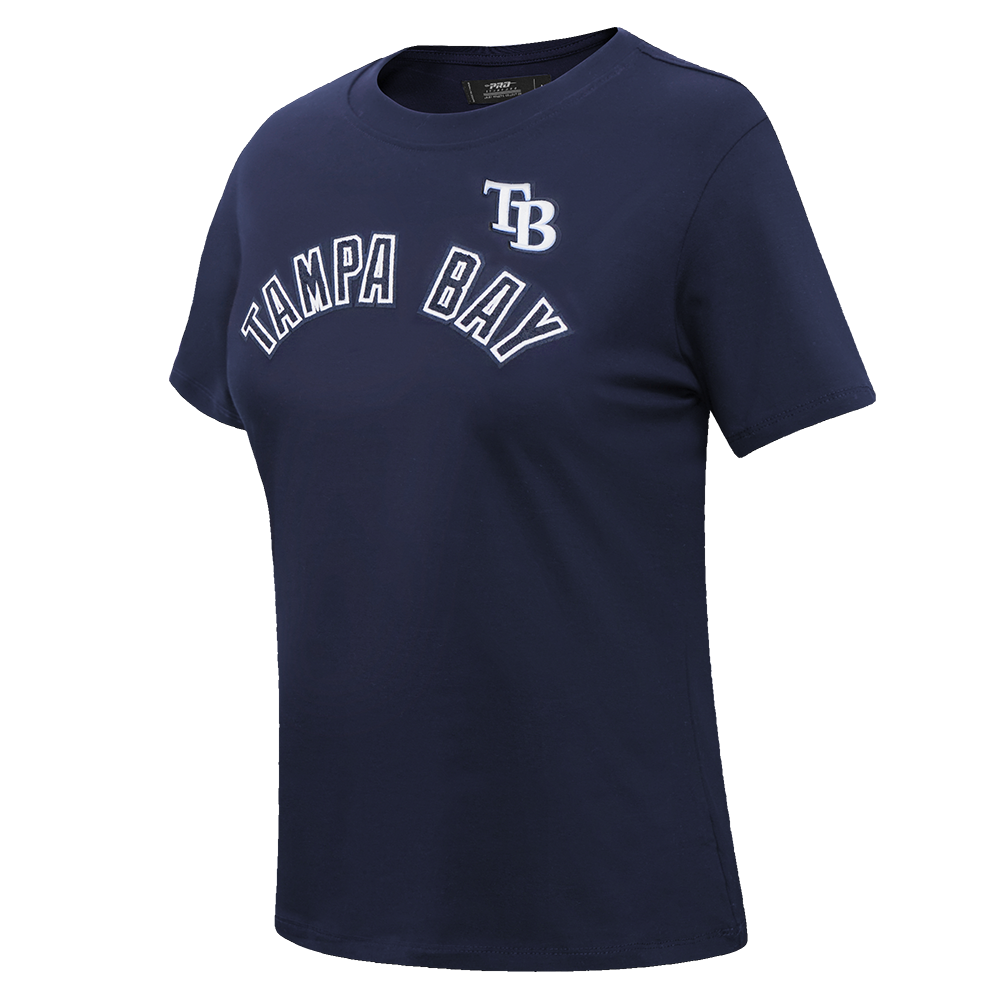 MLB TAMPA BAY RAYS CLASSIC SHORT SLEEVE WOMEN'S SINGLE JERSEY SLIM FIT TOP (MIDNIGHT NAVY)