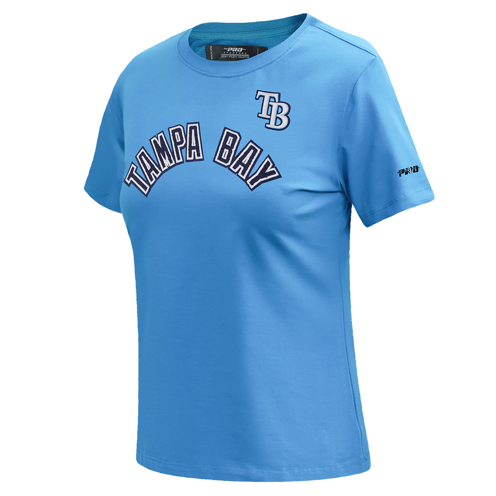 MLB TAMPA BAY RAYS CLASSIC SHORT SLEEVE WOMEN'S SINGLE JERSEY SLIM FIT TOP (UNIVERSITY BLUE)