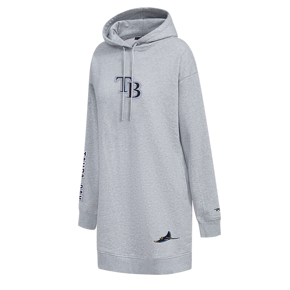 MLB TAMPA BAY RAYS CLASSIC WOMEN'S FLEECE HOODIE DRESS (HEATHER GREY)