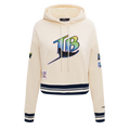 MLB TAMPA BAY RAYS RETRO CLASSIC CHANDAIL À CAPUCHON COURT CÔTELÉ POUR FEMME (COQUILLE D'ŒUF/MARINE MINUIT)