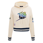MLB TAMPA BAY RAYS RETRO CLASSIC CHANDAIL À CAPUCHON COURT CÔTELÉ POUR FEMME (COQUILLE D'ŒUF/MARINE MINUIT)