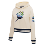 MLB TAMPA BAY RAYS RETRO CLASSIC CHANDAIL À CAPUCHON COURT CÔTELÉ POUR FEMME (COQUILLE D'ŒUF/MARINE MINUIT)