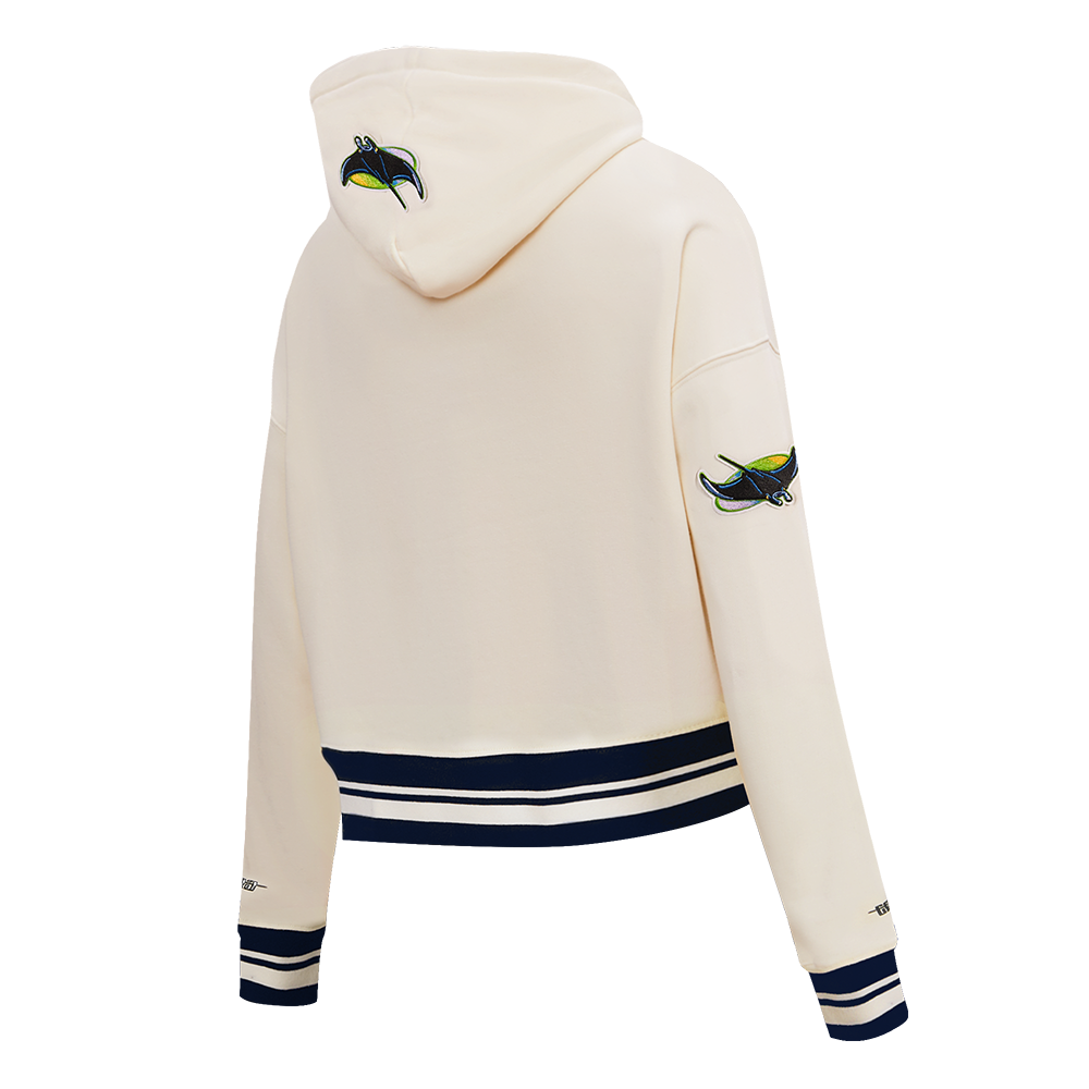 MLB TAMPA BAY RAYS RETRO CLASSIC CHANDAIL À CAPUCHON COURT CÔTELÉ POUR FEMME (COQUILLE D'ŒUF/MARINE MINUIT)