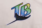 MLB TAMPA BAY RAYS RETRO CLASSIC CHANDAIL À CAPUCHON COURT CÔTELÉ POUR FEMME (COQUILLE D'ŒUF/MARINE MINUIT)