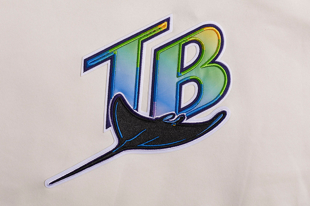 MLB TAMPA BAY RAYS RETRO CLASSIC CHANDAIL À CAPUCHON COURT CÔTELÉ POUR FEMME (COQUILLE D'ŒUF/MARINE MINUIT)