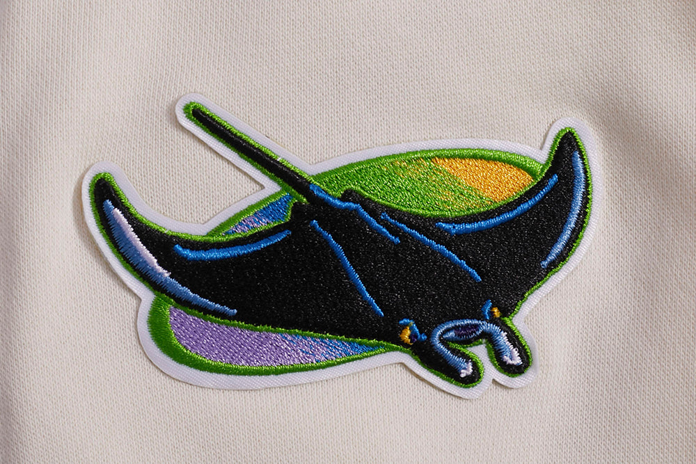 MLB TAMPA BAY RAYS RETRO CLASSIC CHANDAIL À CAPUCHON COURT CÔTELÉ POUR FEMME (COQUILLE D'ŒUF/MARINE MINUIT)