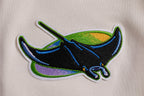 MLB TAMPA BAY RAYS RETRO CLASSIC CHANDAIL À CAPUCHON COURT CÔTELÉ POUR FEMME (COQUILLE D'ŒUF/MARINE MINUIT)