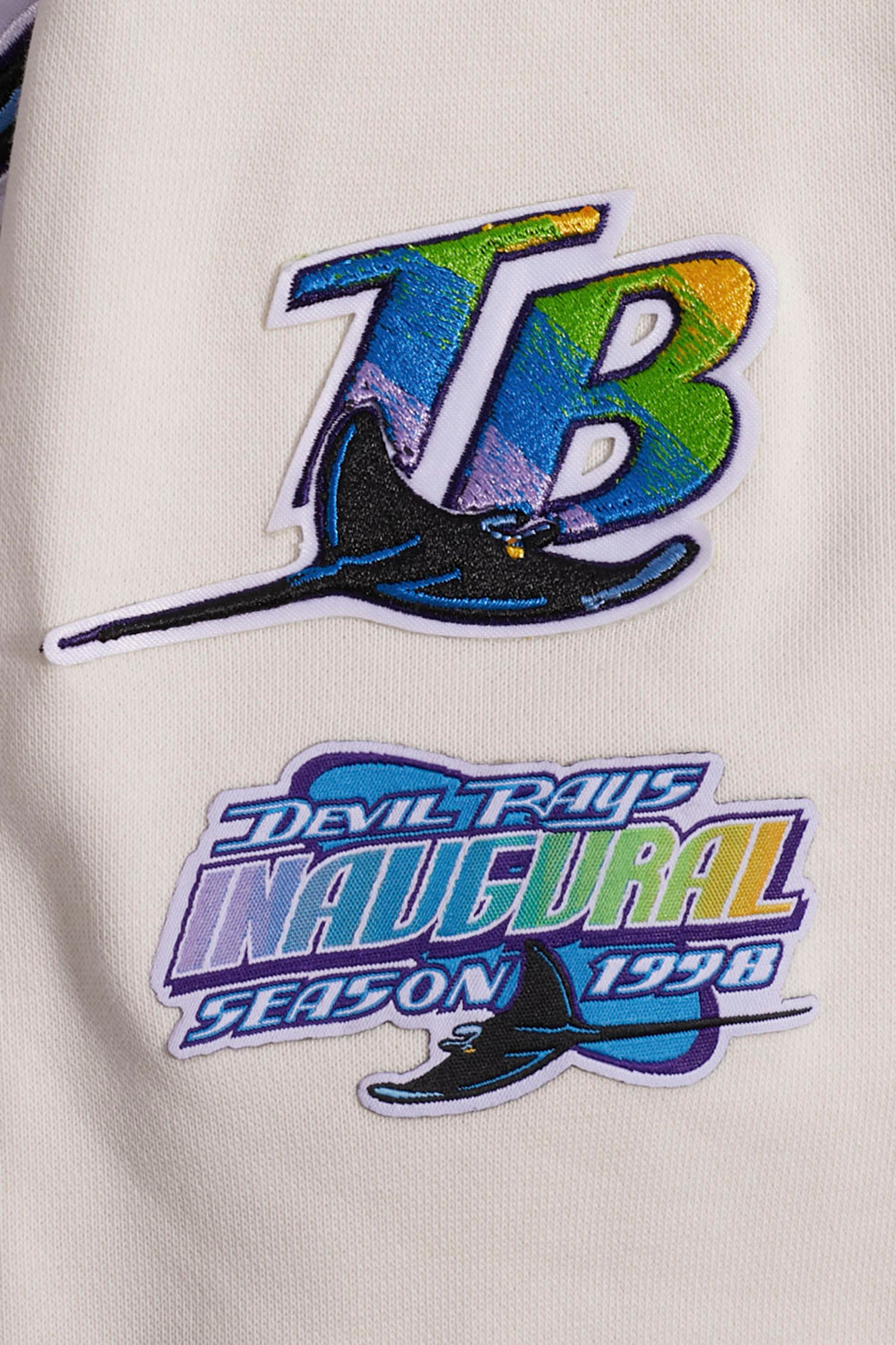 MLB TAMPA BAY RAYS RETRO CLASSIC CHANDAIL À CAPUCHON COURT CÔTELÉ POUR FEMME (COQUILLE D'ŒUF/MARINE MINUIT)