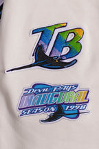 MLB TAMPA BAY RAYS RETRO CLASSIC CHANDAIL À CAPUCHON COURT CÔTELÉ POUR FEMME (COQUILLE D'ŒUF/MARINE MINUIT)