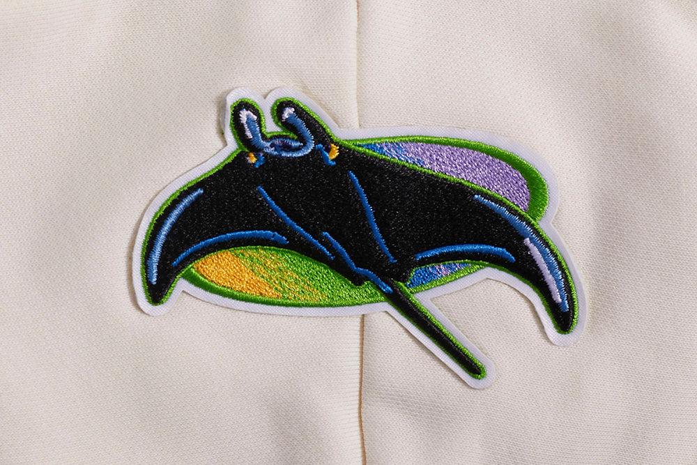 MLB TAMPA BAY RAYS RETRO CLASSIC CHANDAIL À CAPUCHON COURT CÔTELÉ POUR FEMME (COQUILLE D'ŒUF/MARINE MINUIT)
