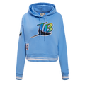 MLB TAMPA BAY RAYS RETRO CLASSIC WOMEN'S RIB CROPPED PULLOVER HOODIE (UNIVERSITY BLUE)