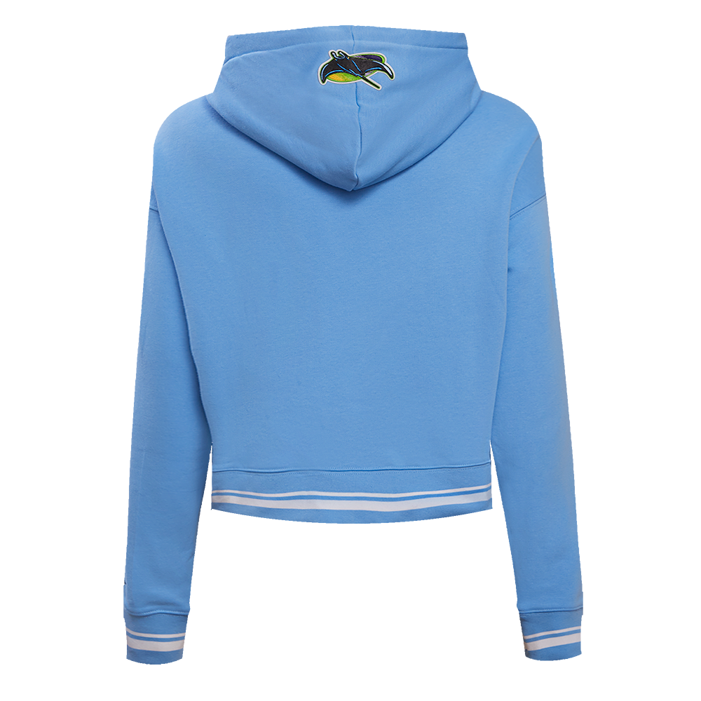 MLB TAMPA BAY RAYS RETRO CLASSIC WOMEN'S RIB CROPPED PULLOVER HOODIE (UNIVERSITY BLUE)