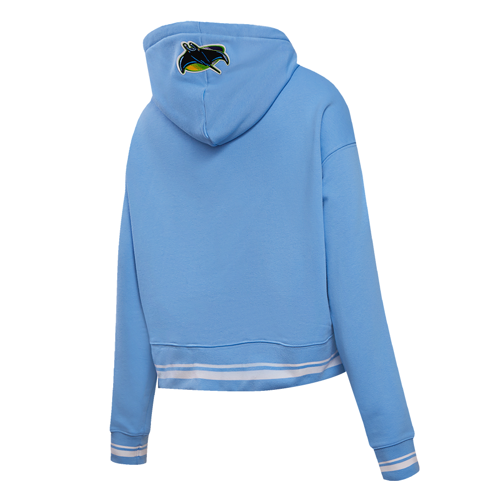 MLB TAMPA BAY RAYS RETRO CLASSIC WOMEN'S RIB CROPPED PULLOVER HOODIE (UNIVERSITY BLUE)