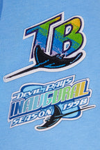 MLB TAMPA BAY RAYS RETRO CLASSIC WOMEN'S RIB CROPPED PULLOVER HOODIE (UNIVERSITY BLUE)