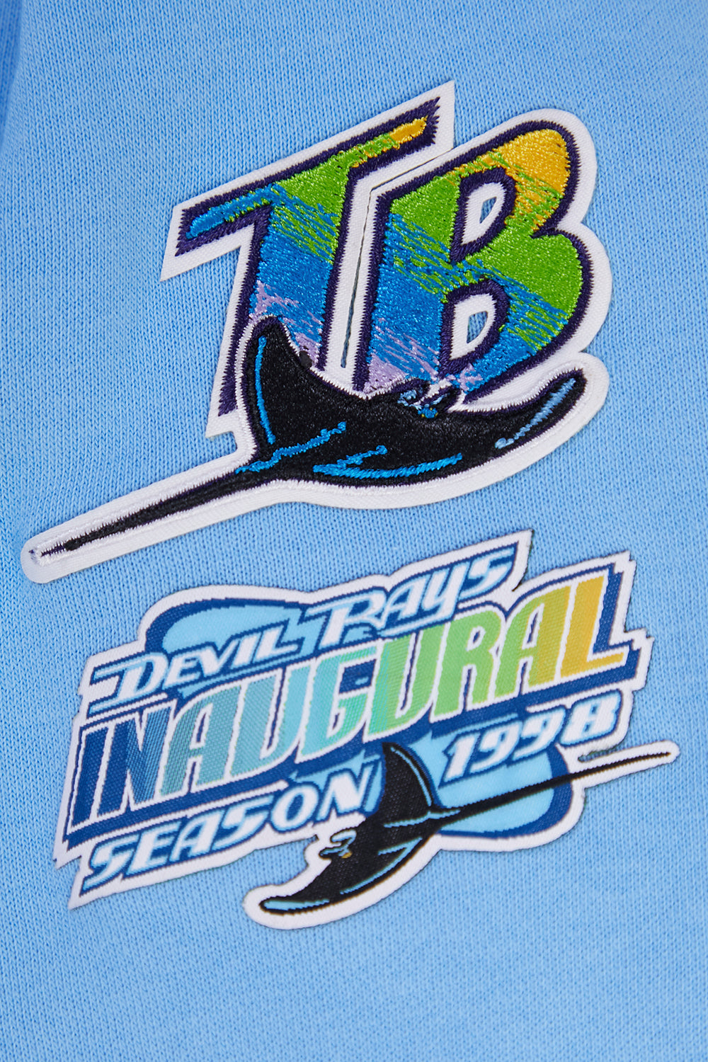 MLB TAMPA BAY RAYS RETRO CLASSIC WOMEN'S RIB CROPPED PULLOVER HOODIE (UNIVERSITY BLUE)