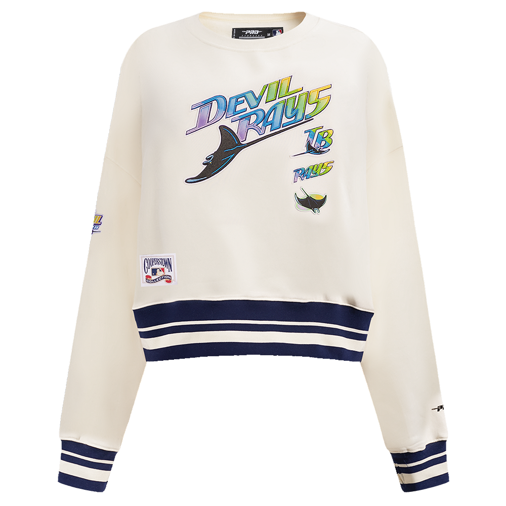 MLB TAMPA BAY RAYS RETRO CLASSIC WOMEN'S RIB CREWNECK (EGGSHELL/ MIDNIGHT NAVY)