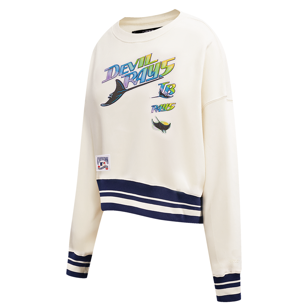 MLB TAMPA BAY RAYS RETRO CLASSIC WOMEN'S RIB CREWNECK (EGGSHELL/ MIDNIGHT NAVY)