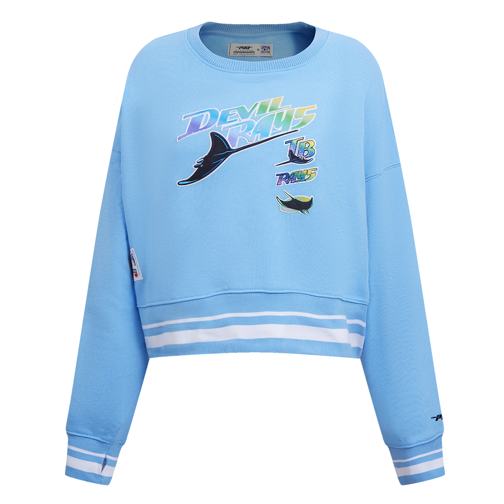 MLB TAMPA BAY RAYS RETRO CLASSIC CHANDAIL À COL ROND CÔTELÉ POUR FEMME (BLEU UNIVERSITÉ)