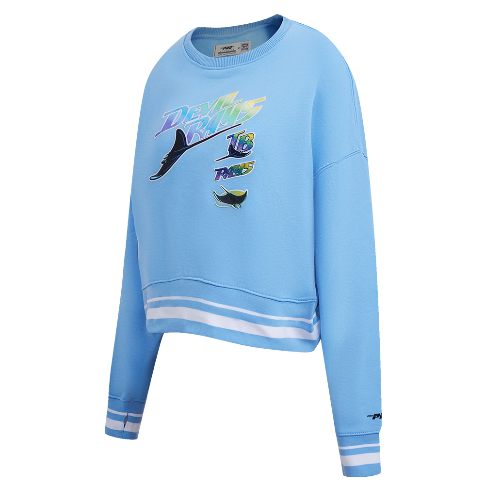 MLB TAMPA BAY RAYS RETRO CLASSIC CHANDAIL À COL ROND CÔTELÉ POUR FEMME (BLEU UNIVERSITÉ)