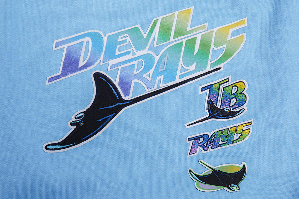 MLB TAMPA BAY RAYS RETRO CLASSIC CHANDAIL À COL ROND CÔTELÉ POUR FEMME (BLEU UNIVERSITÉ)