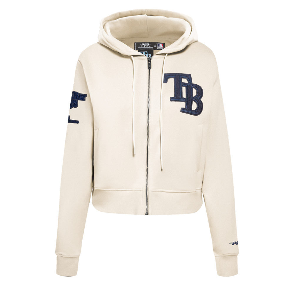 MLB TAMPA BAY RAYS TRIPLE TONAL WOMEN'S DOUBLE KNIT FULL ZIP HOODIE (EGGSHELL)