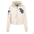 MLB TAMPA BAY RAYS TRIPLE TONAL WOMEN'S DOUBLE KNIT FULL ZIP HOODIE (EGGSHELL)