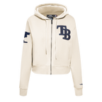 MLB TAMPA BAY RAYS TRIPLE TONAL WOMEN'S DOUBLE KNIT FULL ZIP HOODIE (EGGSHELL)