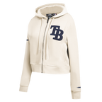 MLB TAMPA BAY RAYS TRIPLE TONAL WOMEN'S DOUBLE KNIT FULL ZIP HOODIE (EGGSHELL)