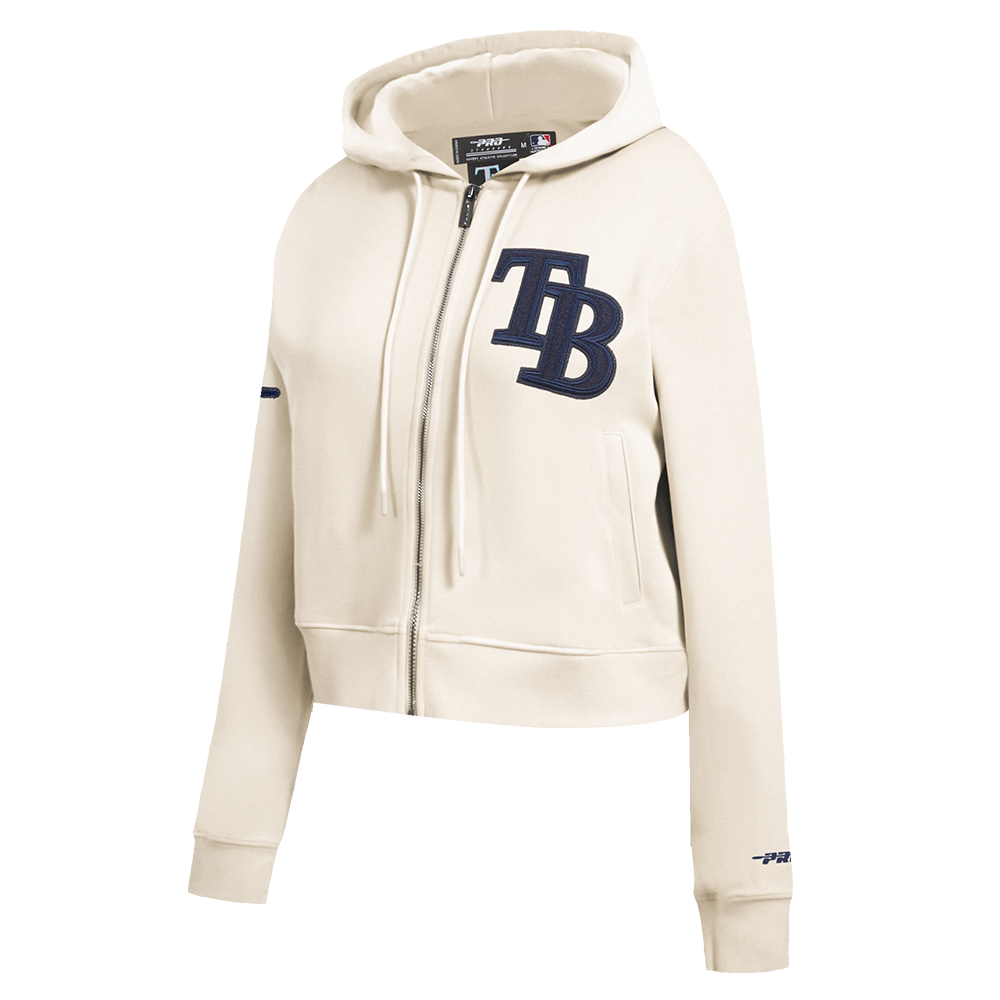 MLB TAMPA BAY RAYS TRIPLE TONAL WOMEN'S DOUBLE KNIT FULL ZIP HOODIE (EGGSHELL)