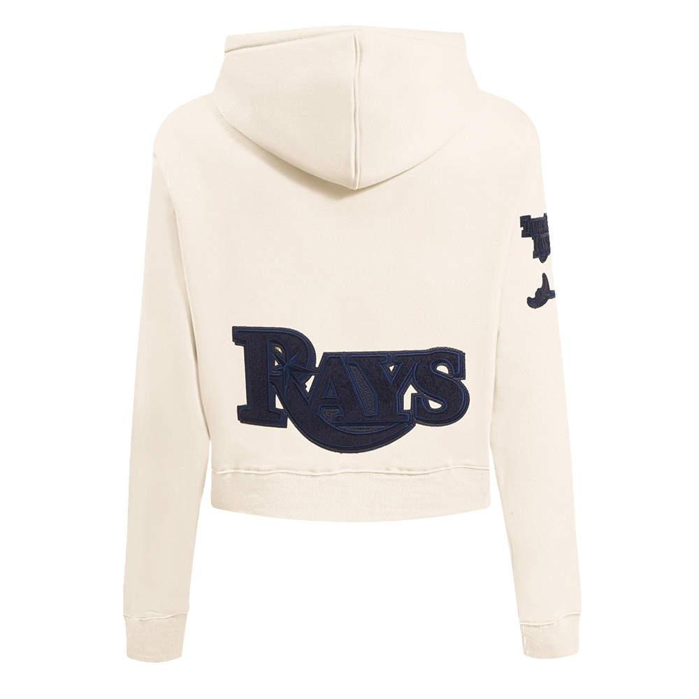 MLB TAMPA BAY RAYS TRIPLE TONAL WOMEN'S DOUBLE KNIT FULL ZIP HOODIE (EGGSHELL)