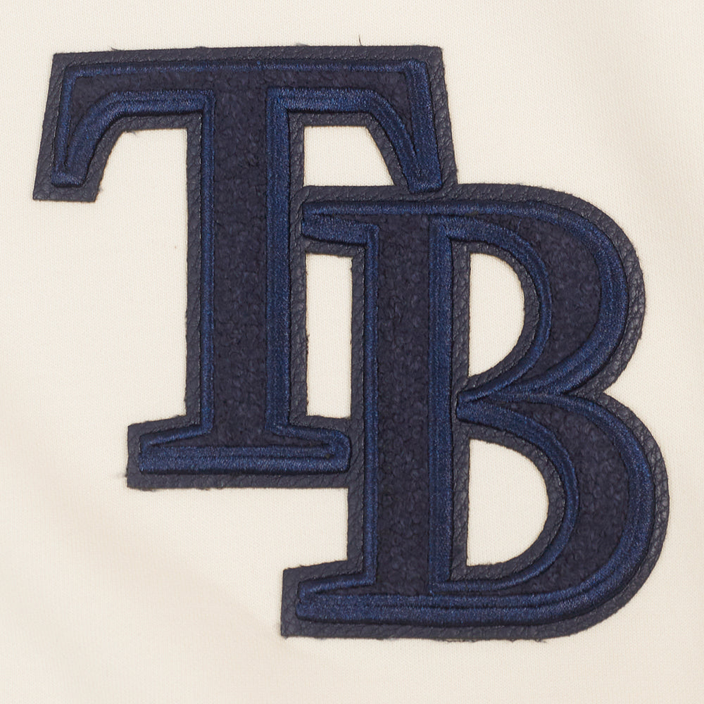 MLB TAMPA BAY RAYS TRIPLE TONAL WOMEN'S DOUBLE KNIT FULL ZIP HOODIE (EGGSHELL)