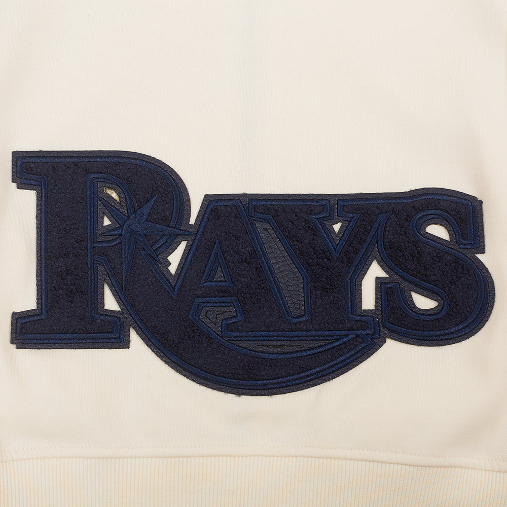 MLB TAMPA BAY RAYS TRIPLE TONAL WOMEN'S DOUBLE KNIT FULL ZIP HOODIE (EGGSHELL)