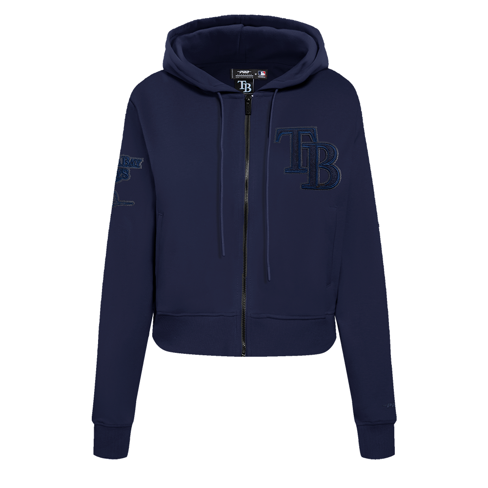 MLB TAMPA BAY RAYS TRIPLE TONAL WOMEN'S DOUBLE KNIT FULL ZIP HOODIE (MIDNIGHT NAVY)