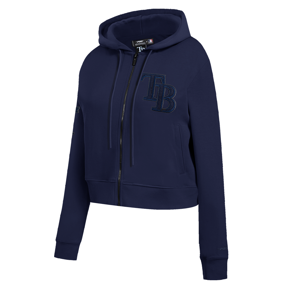 MLB TAMPA BAY RAYS TRIPLE TONAL WOMEN'S DOUBLE KNIT FULL ZIP HOODIE (MIDNIGHT NAVY)