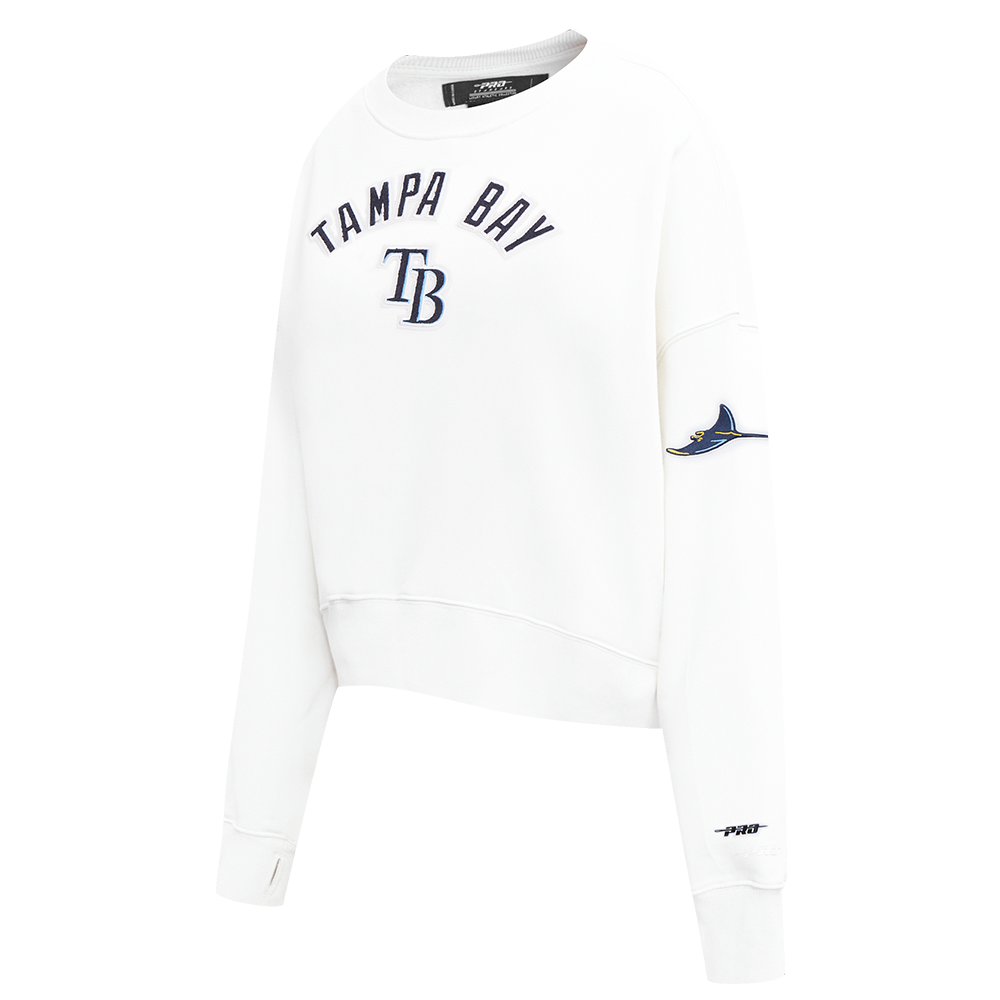 MLB TAMPA BAY RAYS CLASSIC WOMEN'S FLEECE CREWNECK (WHITE)
