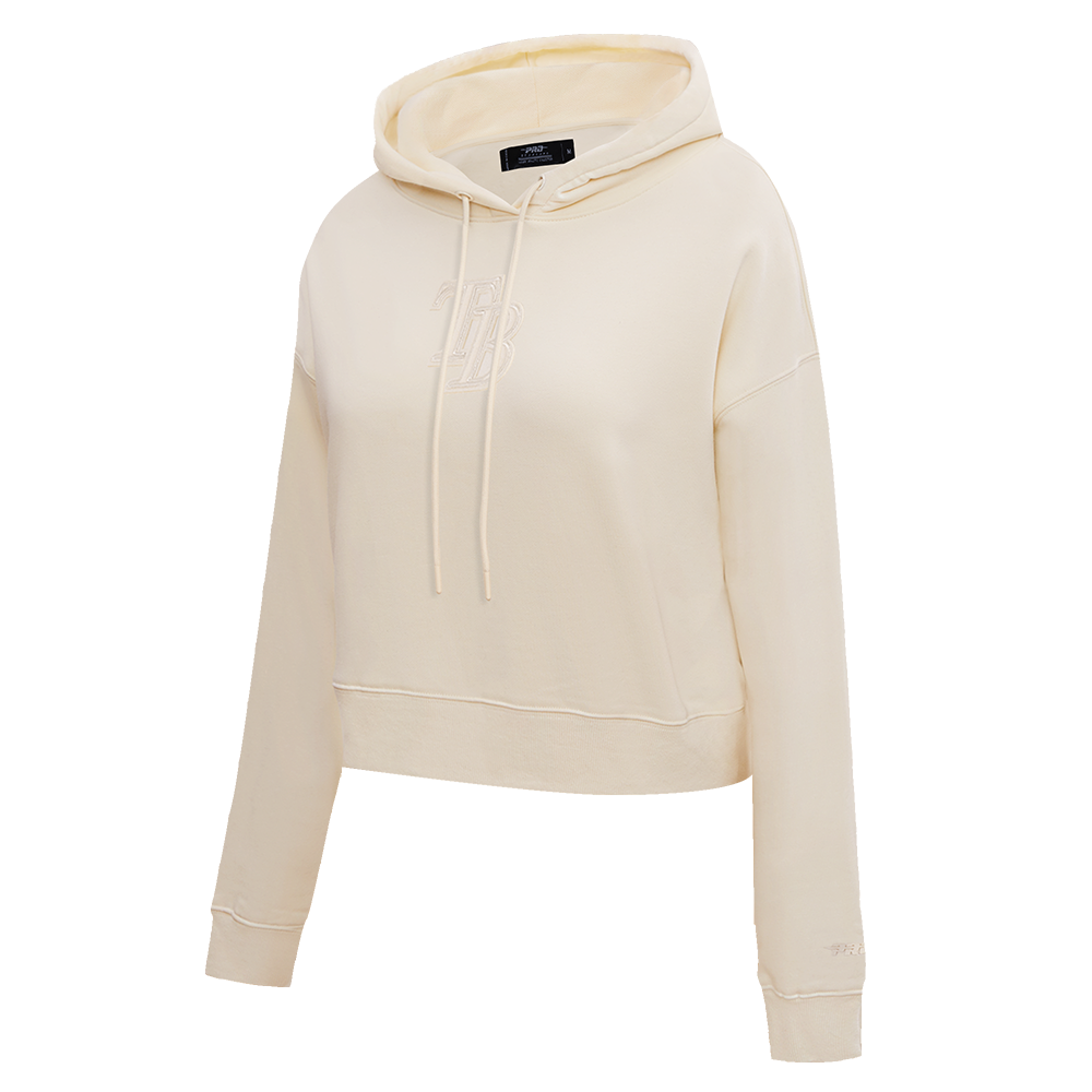 MLB TAMPA BAY RAYS NEUTRAL WOMEN'S CROPPED PULLOVER HOODIE (EGGSHELL)