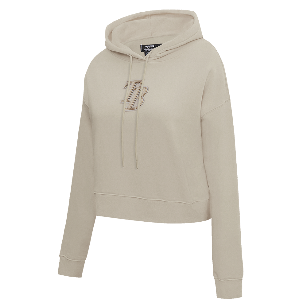 MLB TAMPA BAY RAYS NEUTRAL WOMEN'S CROPPED PULLOVER HOODIE (TAUPE)