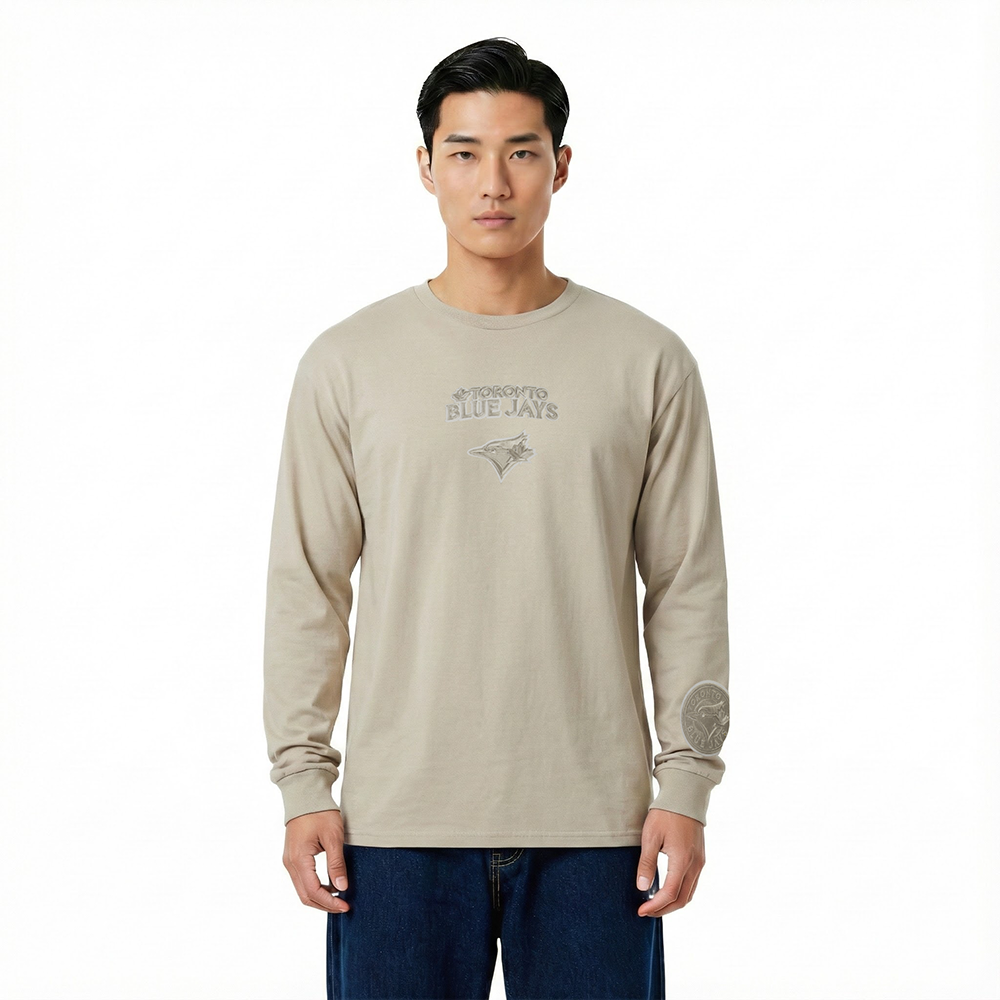 MLB TORONTO BLUE JAYS WINGSPAN MEN'S DROP SHOULDER LS TOP v2 (TAUPE)