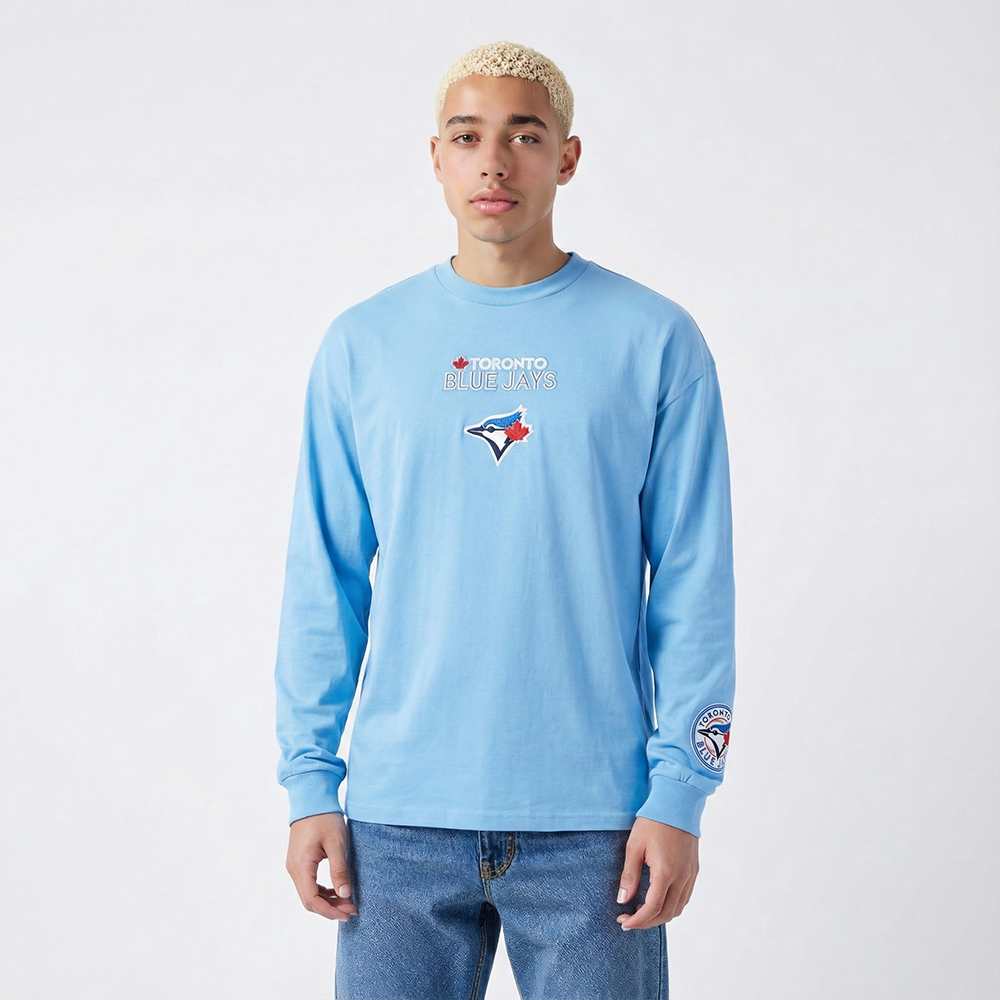 MLB TORONTO BLUE JAYS WINGSPAN MEN'S DROP SHOULDER LS TOP v2 (UNIVERSITY BLUE)