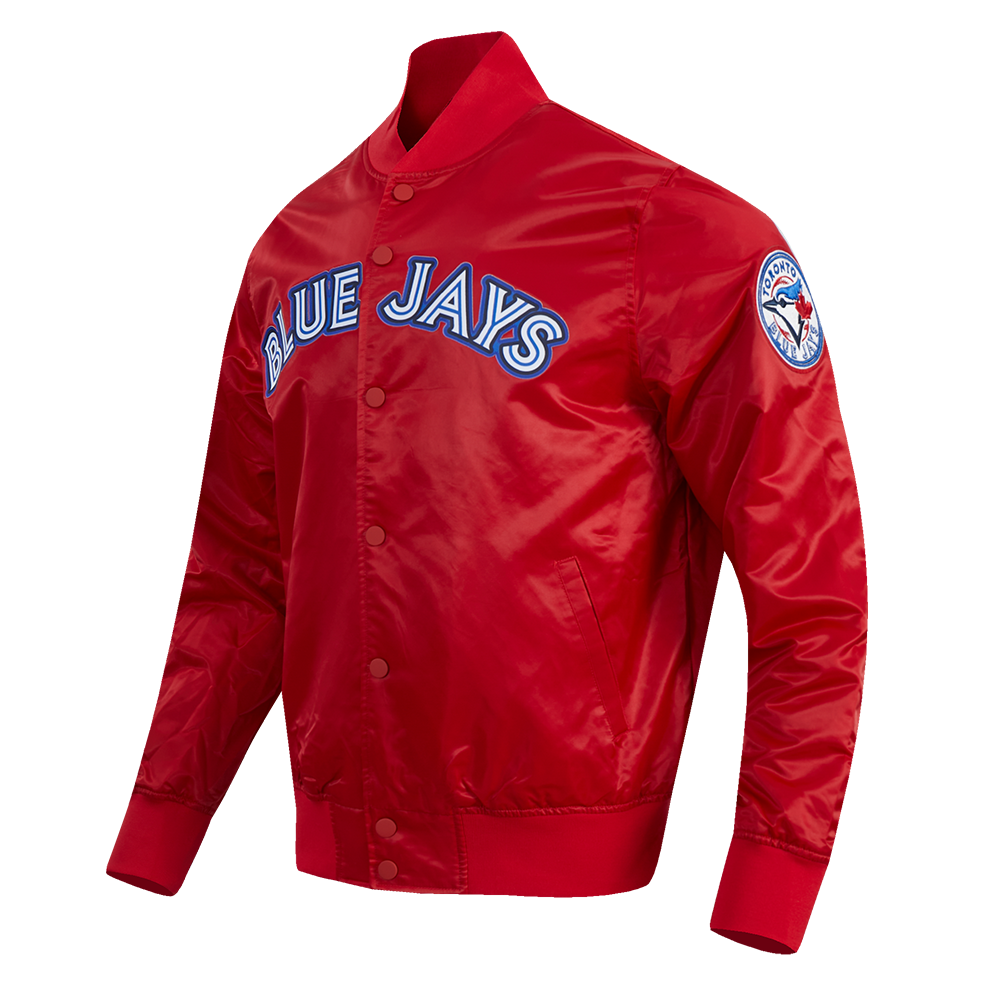 MLB TORONTO BLUE JAYS BLOUSON EN SATIN À GRAND LOGO POUR HOMME (ROUGE)