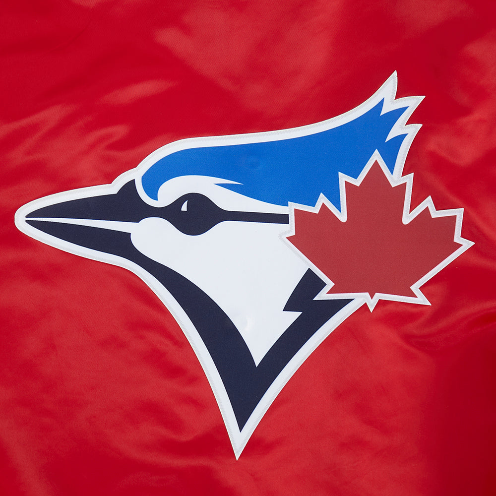 MLB TORONTO BLUE JAYS BLOUSON EN SATIN À GRAND LOGO POUR HOMME (ROUGE)